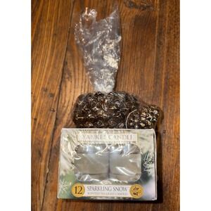 Yankee Candle Balsam & Cedar 12 Scented Tea Lights Candles W/ Pine Holder New‎